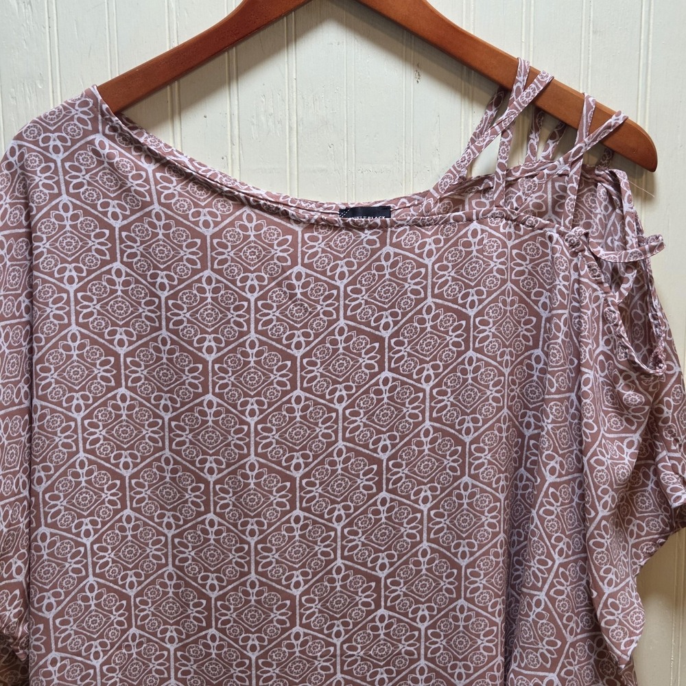 Buckle Black Blouse Womens Small Pink Geometric One Cold Shoulder Strappy Top